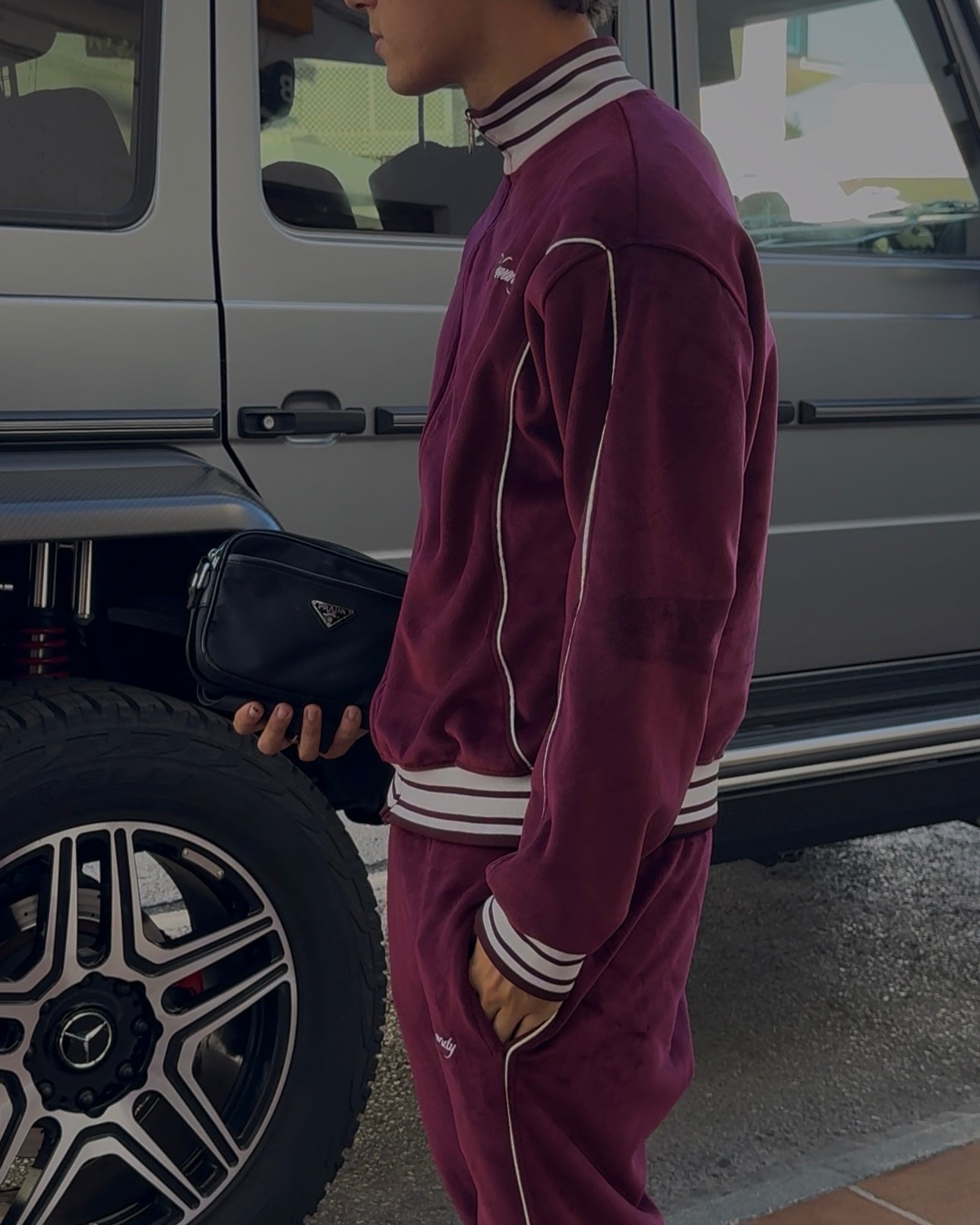 Velour Tracksuit Set Red