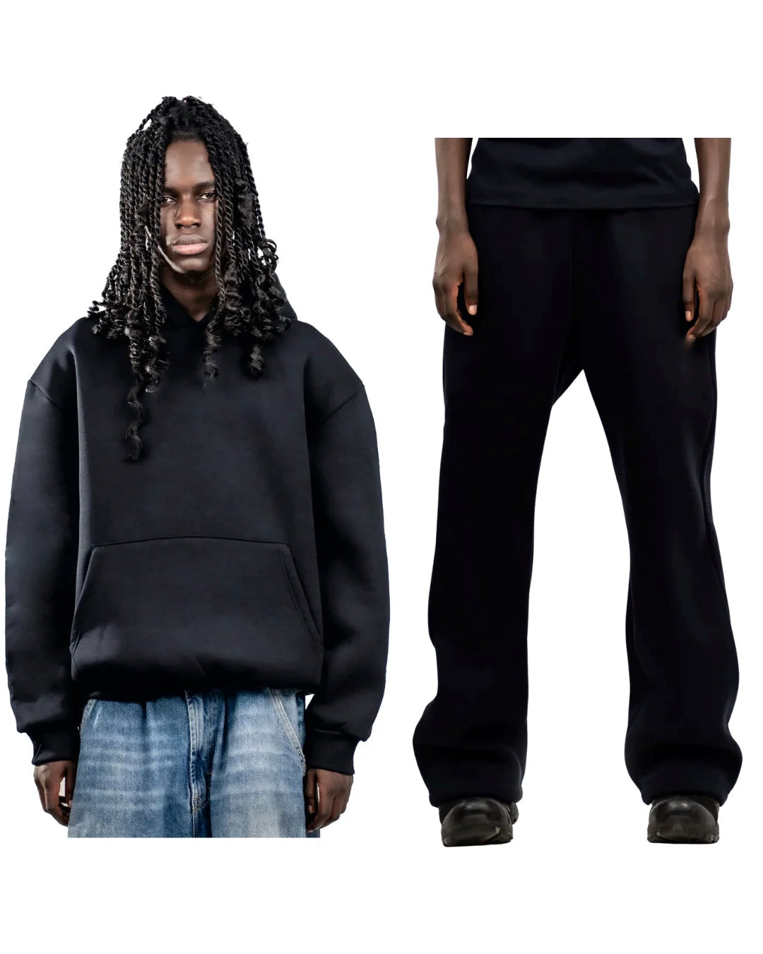 No Logo Tracksuit Black Full Set