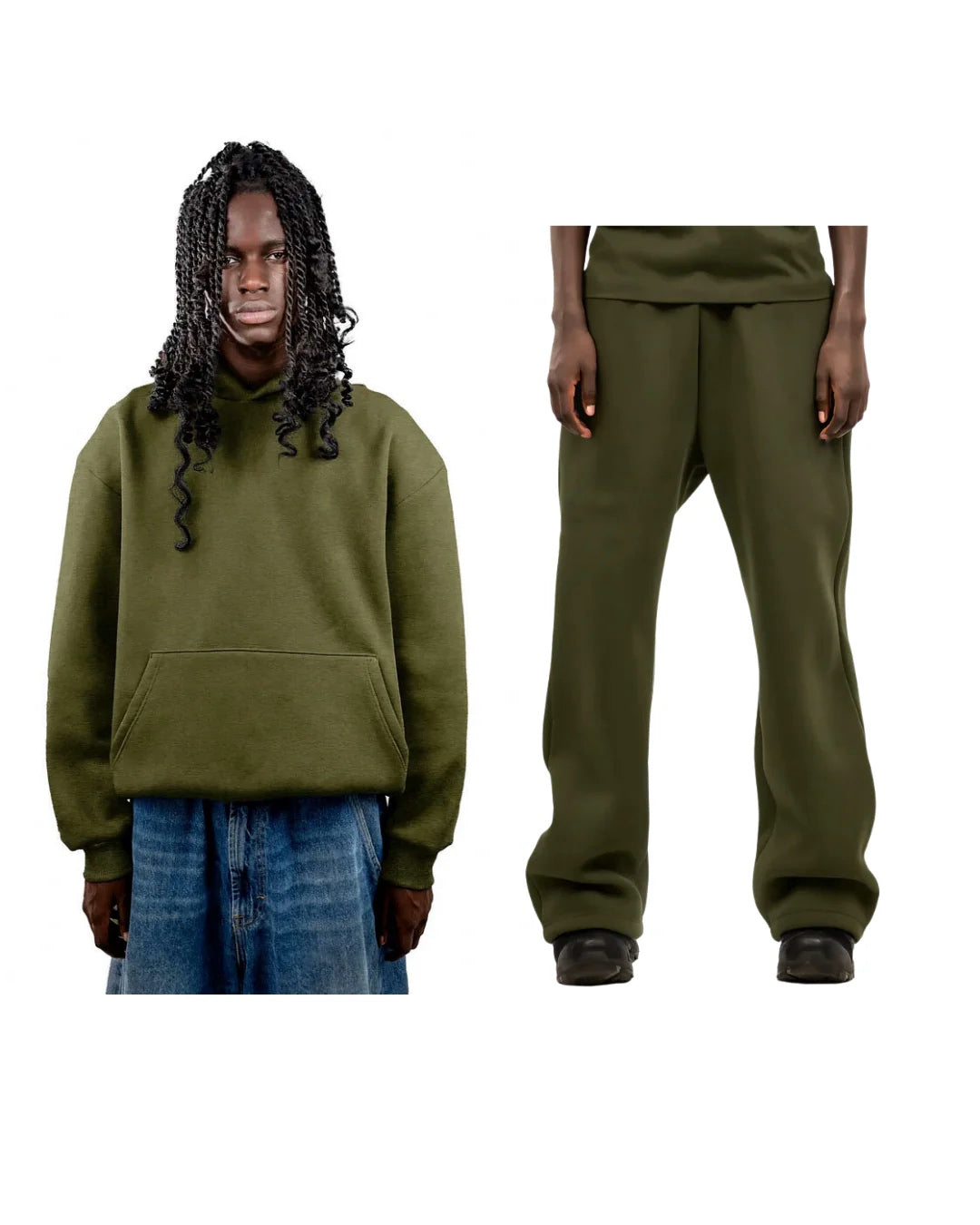 No Logo Olive Green Tracksuit Full Set