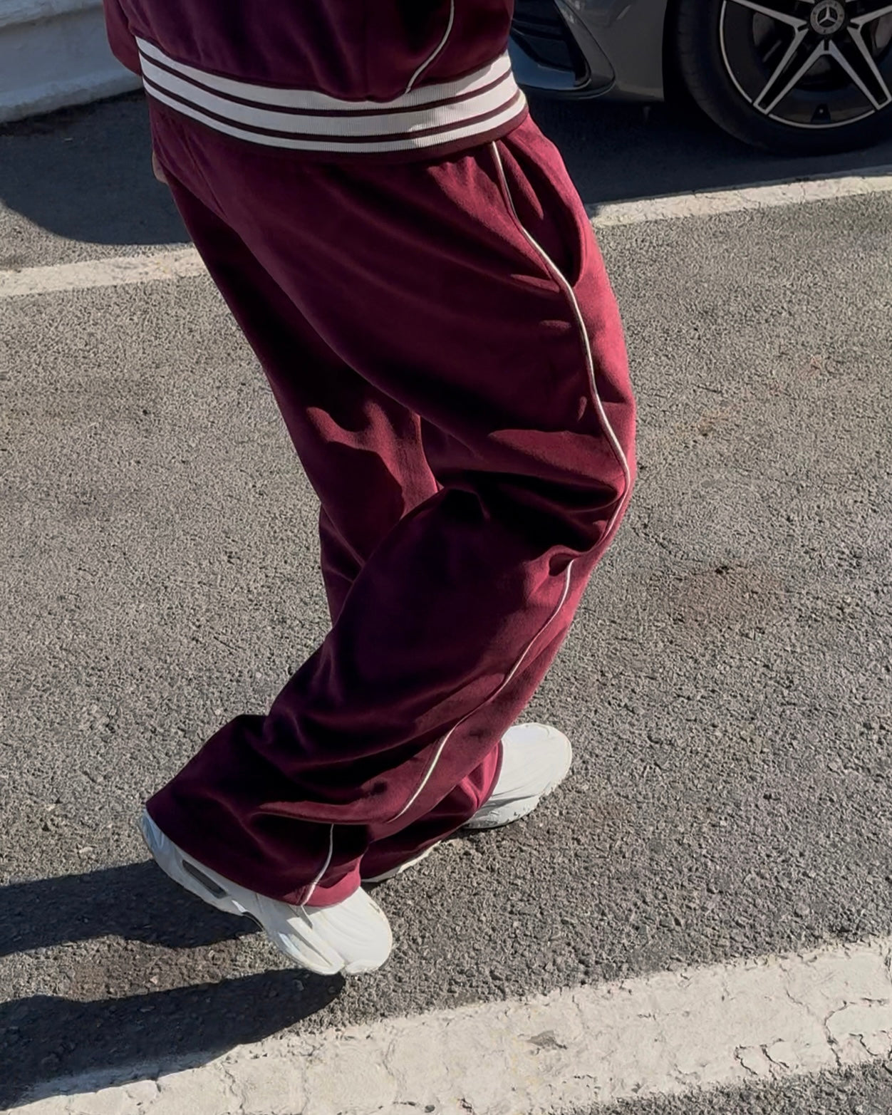 Velour Tracksuit Set Red