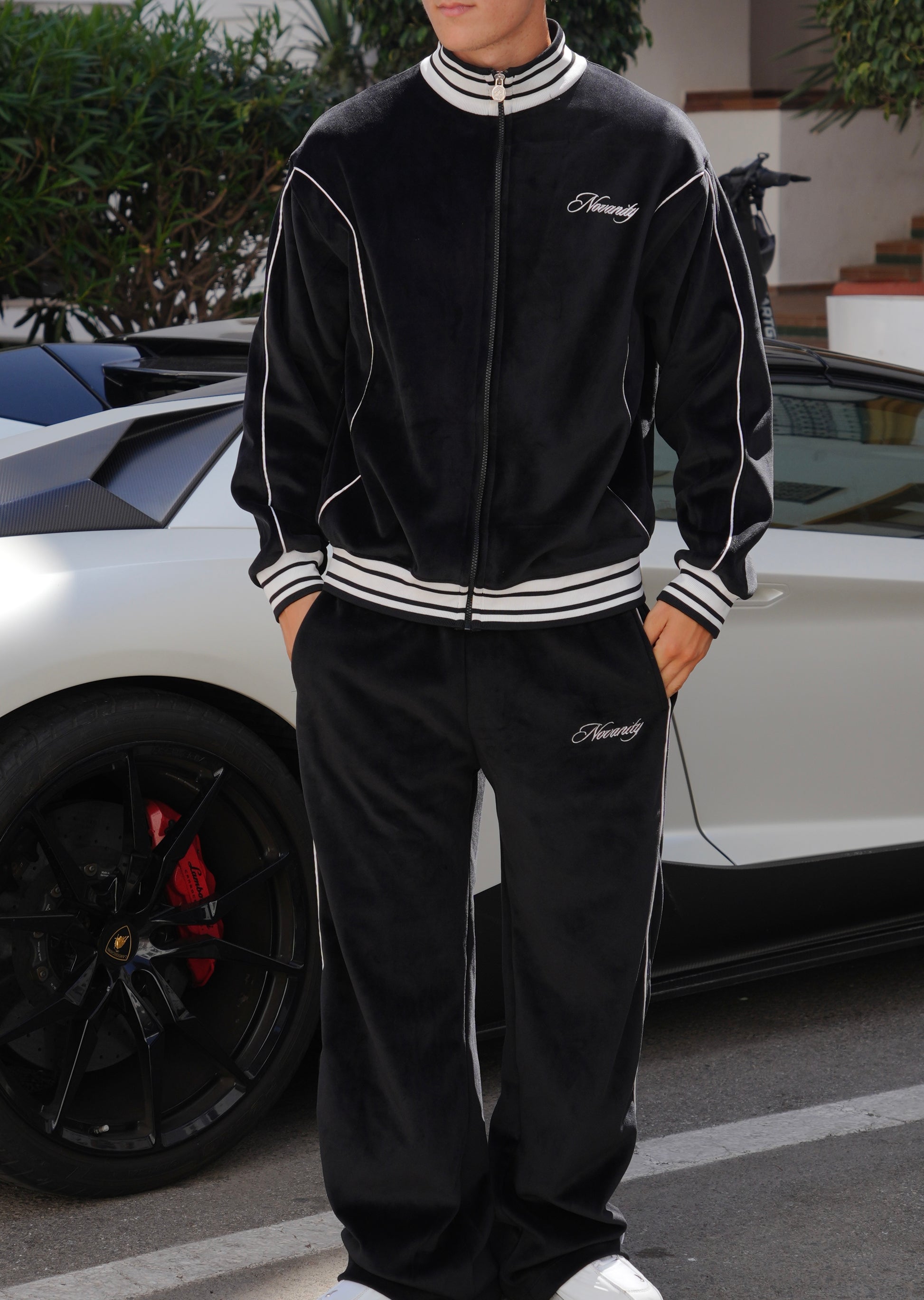 Velour Track Jacket Black Velvet