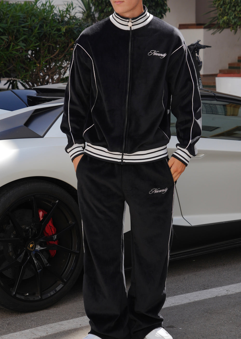 Velour Track Jacket Black Velvet