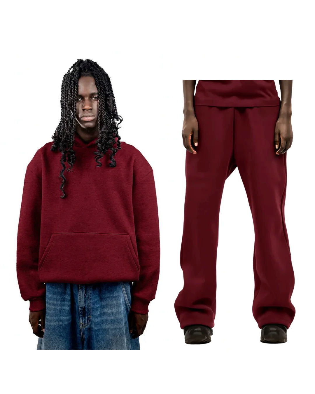No Logo Granata Red Tracksuit Full Set