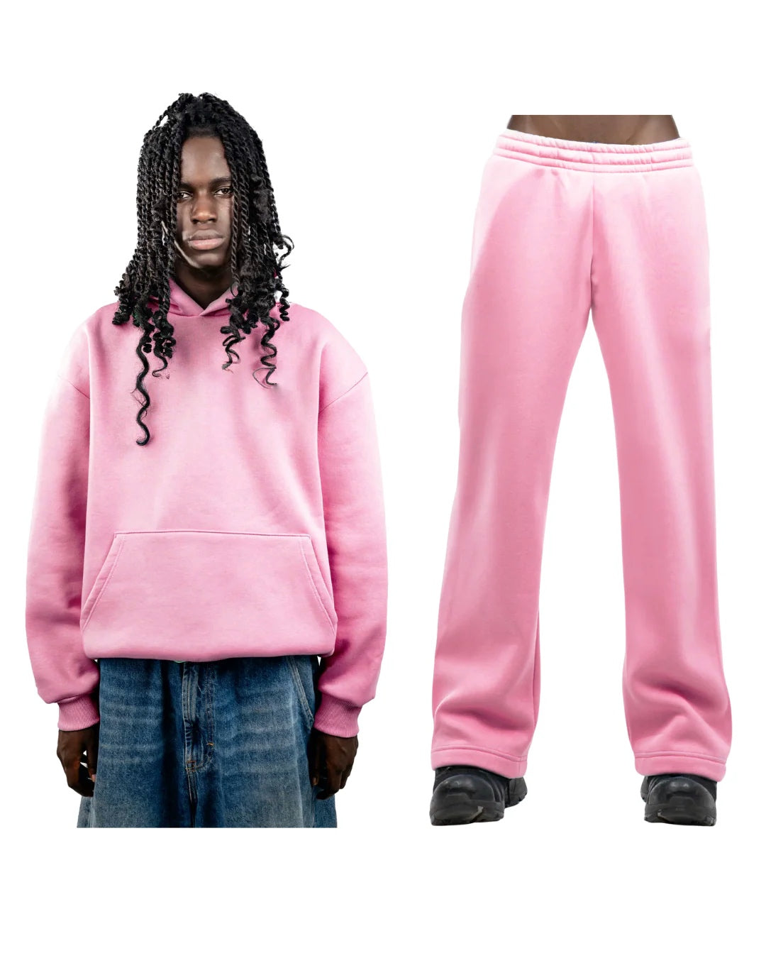 No Logo Tracksuit Pink Rosa Full Set