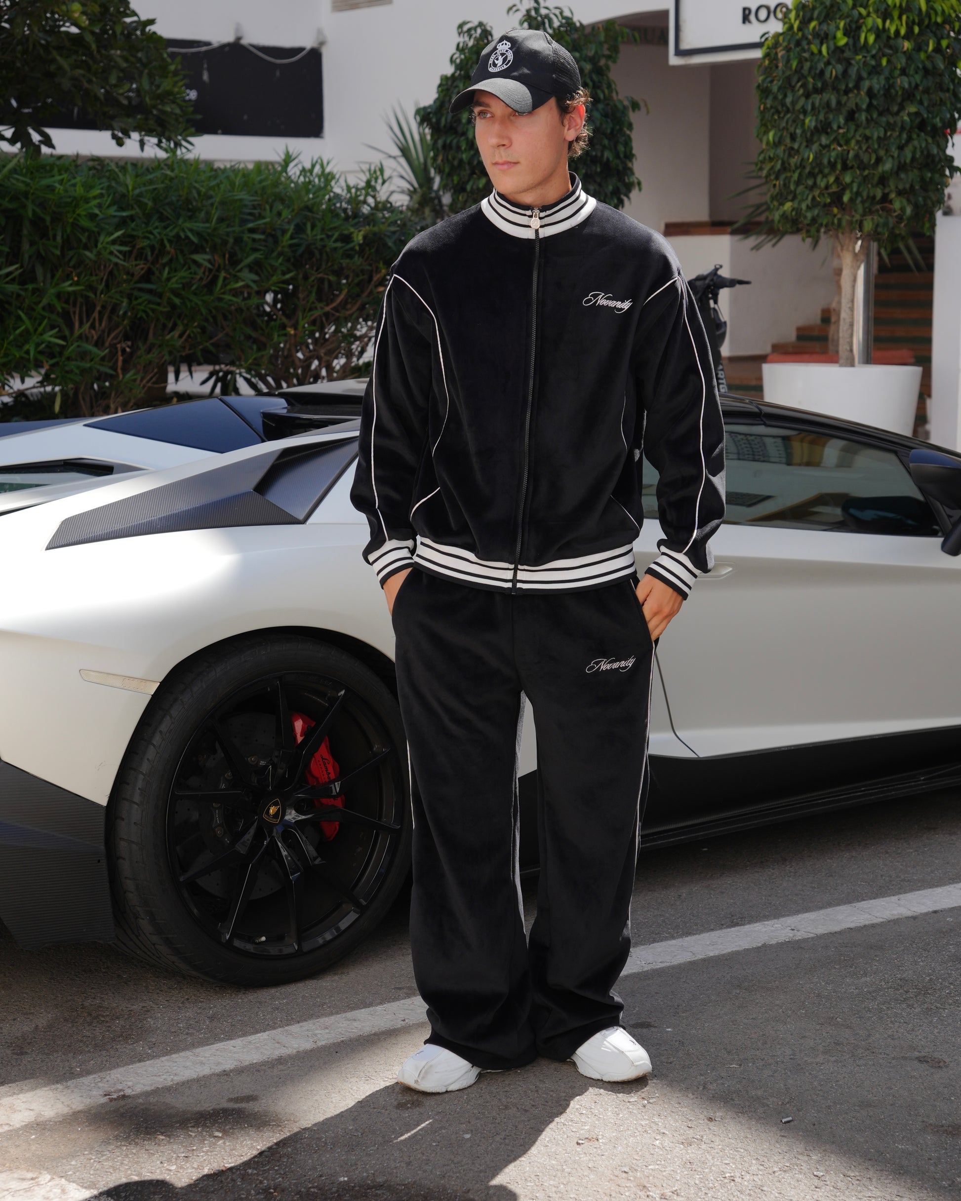 Velour Tracksuit Set Black