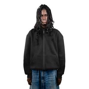 No Logo Zip Hoodie Black