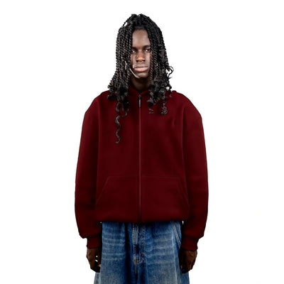 No Logo Zip Hoodie Granata Red