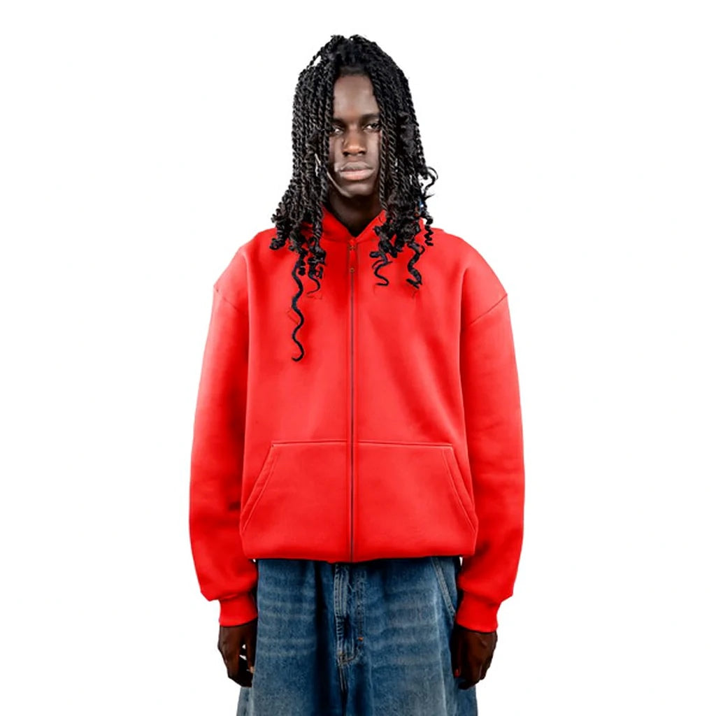 No Logo Zip Hoodie Rosso Red