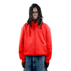 No Logo Zip Hoodie Rosso Red